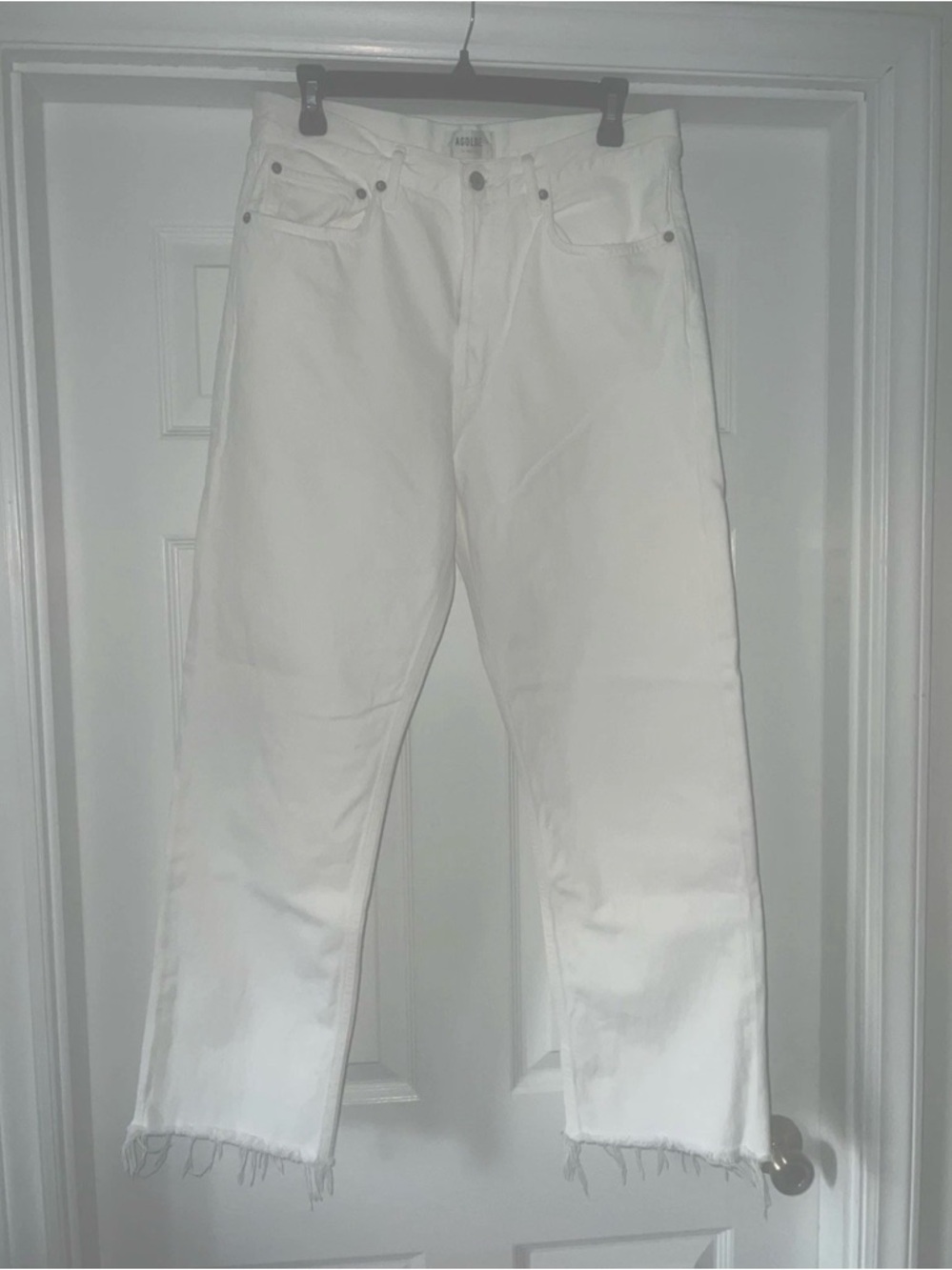 Agolde White Straight-Leg Raw Hem Jeans Organic Cotton!